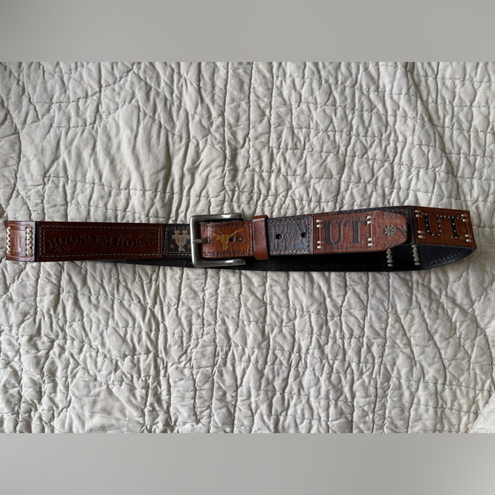 Men's Brown and Black Leather Belt